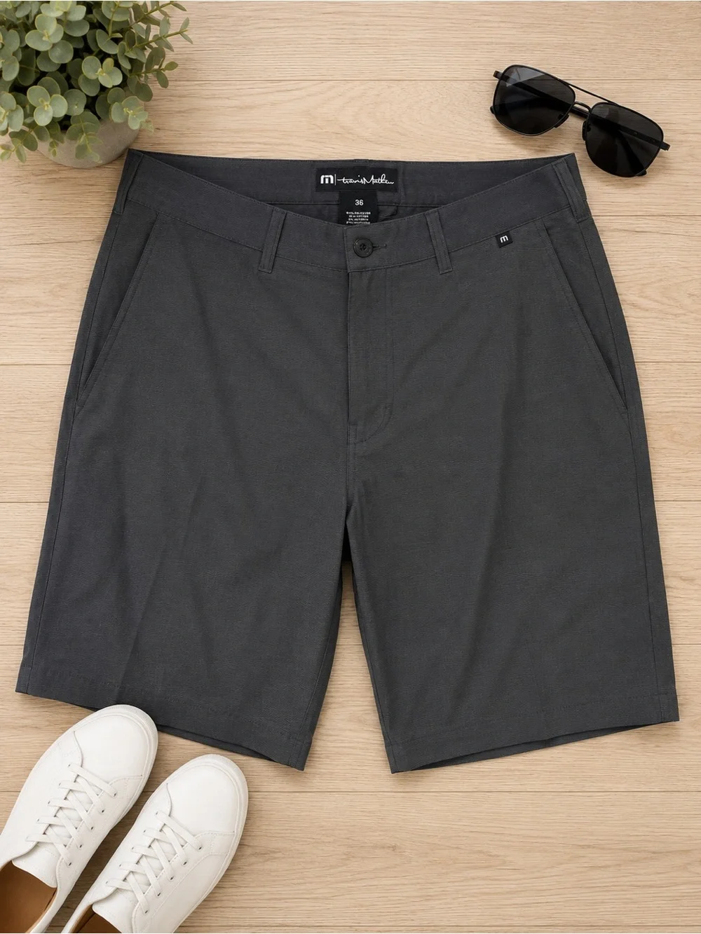 TravisMathew Men’s Charcoal Gray Golf Shorts – Size 36